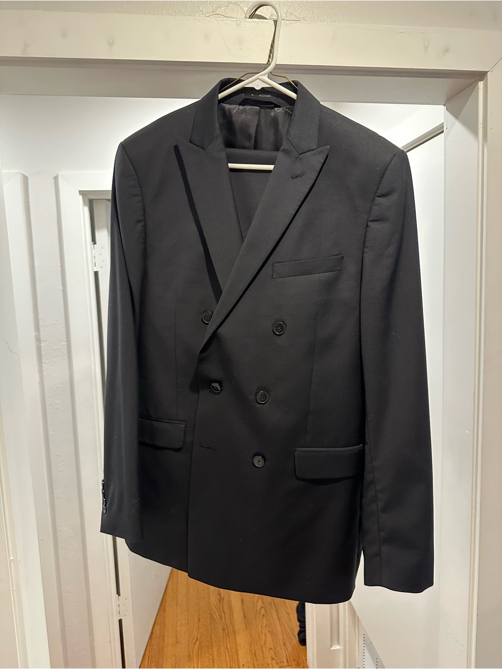Calvin Klein Men's Double-Breasted Black Suit Jacket with matching pants